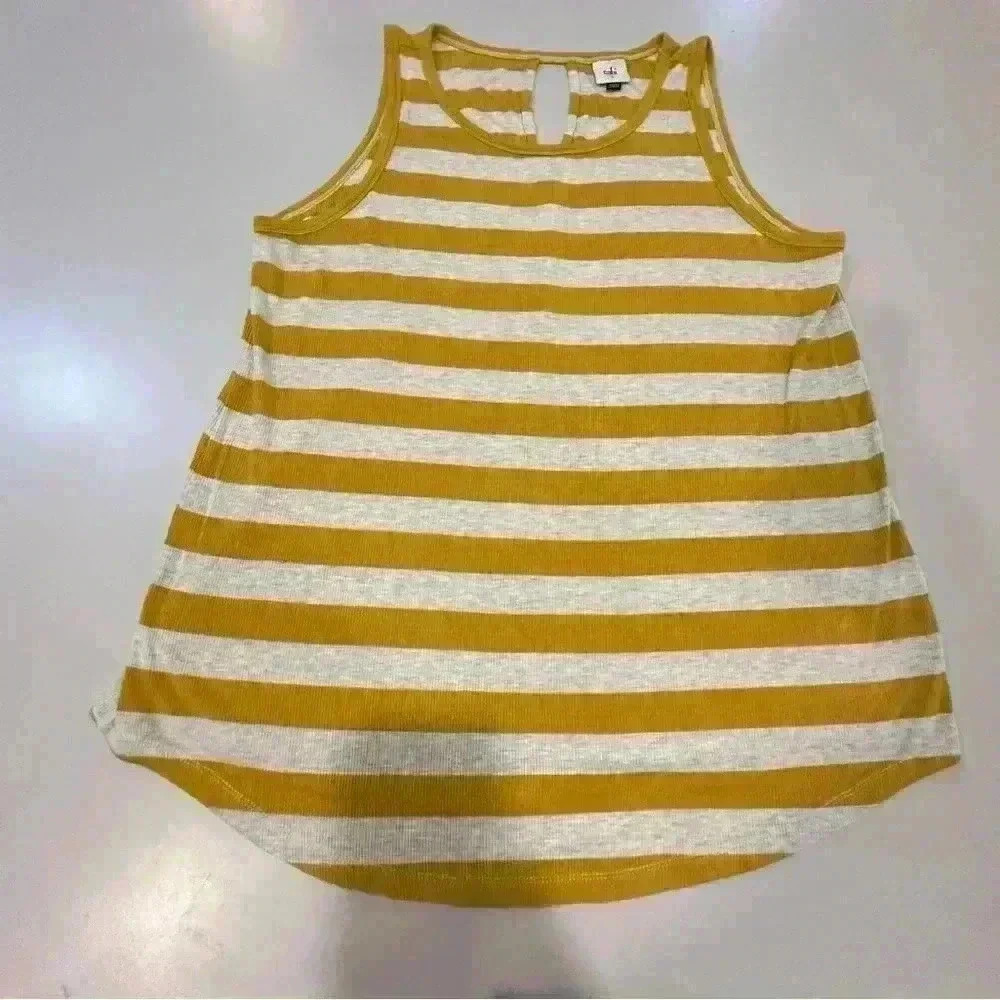 Cabi Knit Sleeveless Yellow Stripe Tank Size Medium Size Large